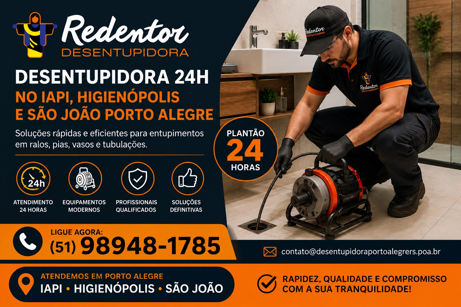 Desentupidora 24h no IAPI, Higienópolis e São João Porto Alegre com atendimento rápido e soluções profissionais.