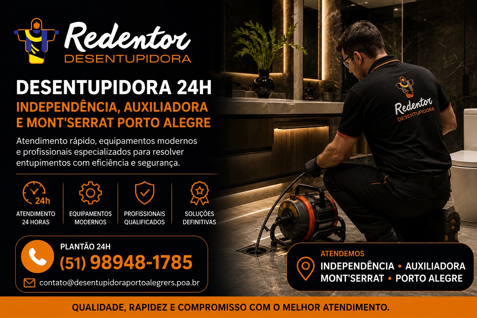 Desentupidora 24h na Independência, Auxiliadora e Mont'Serrat Porto Alegre com atendimento rápido e soluções profissionais.