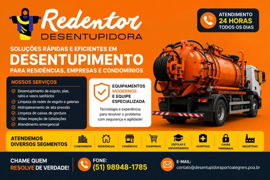 Limpeza e desobstrução de rede de esgoto em Porto Alegre com atendimento para casas, condomínios e empresas. Ligue: (51) 98948-1785.