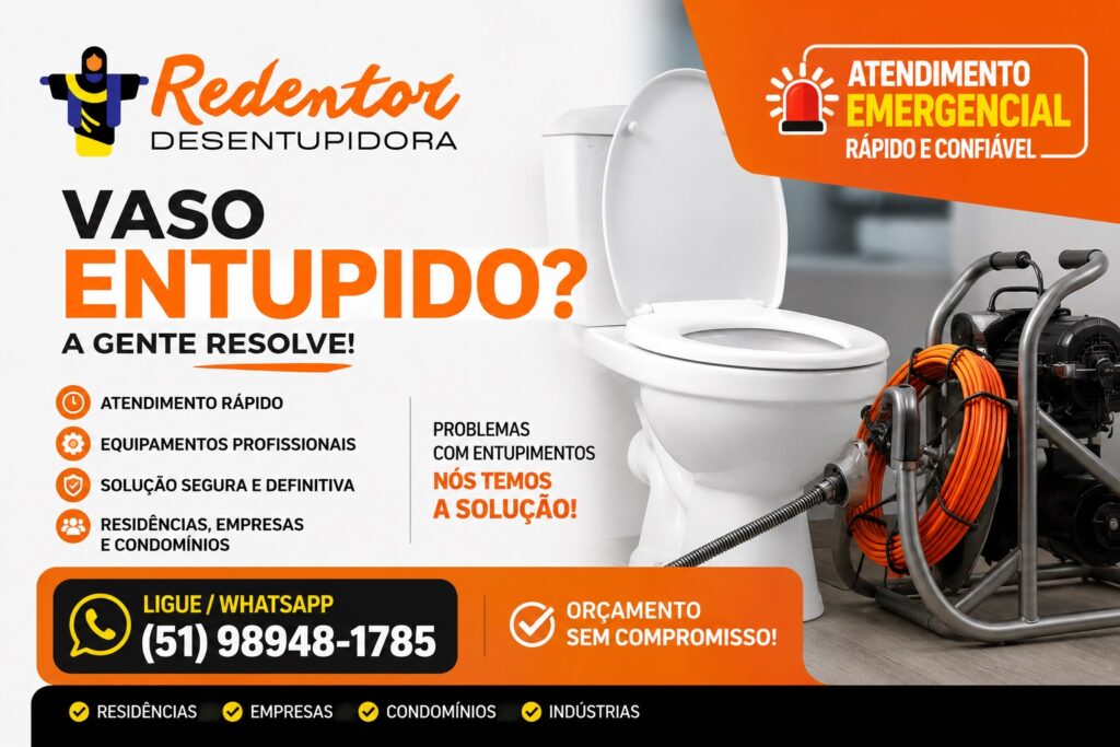 Vaso entupido em Porto Alegre? Solicite orçamento sem compromisso com a Desentupidora Redentor. Atendimento rápido.