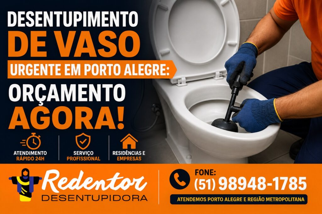Desentupimento de vaso urgente em Porto Alegre com atendimento profissional. Solicite seu orçamento agora e resolva o entupimento.
